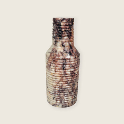 Grooved Marble Vase - Red & White