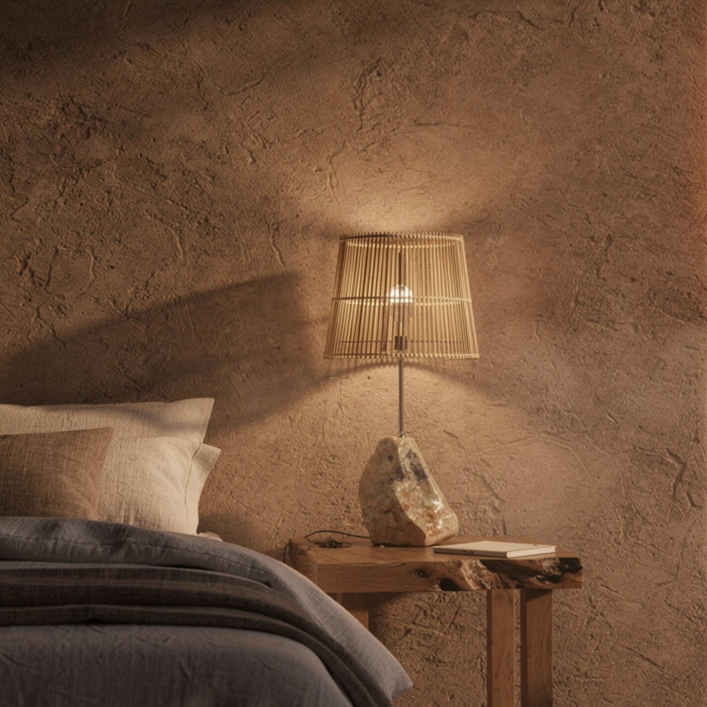 Tall Stone Lamp - Red & White