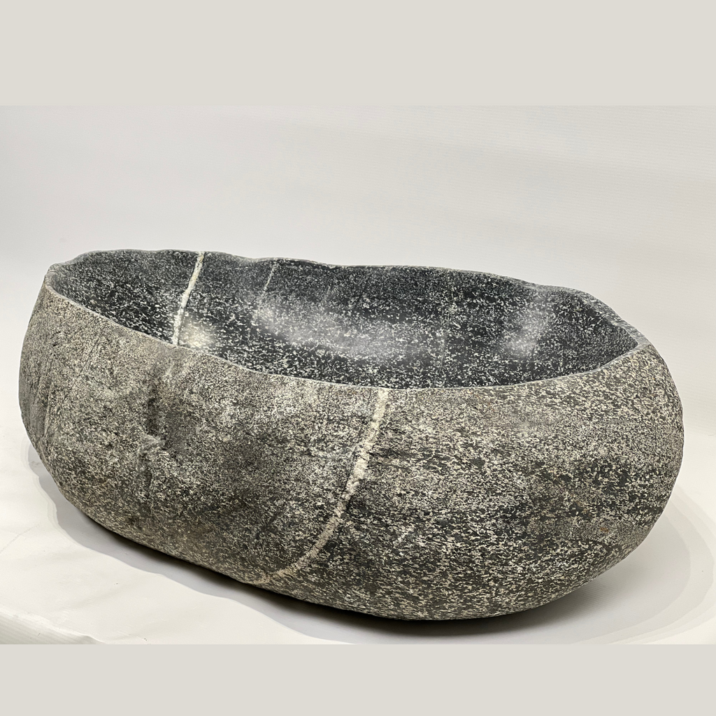 White Speckled River Stone Sink