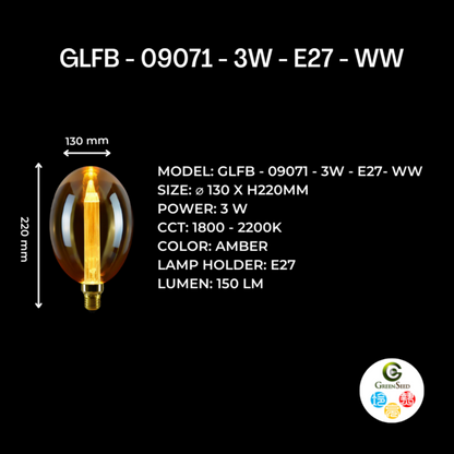 Ballooned High Quality 3W Bulb (SKU-LT-D130-220)