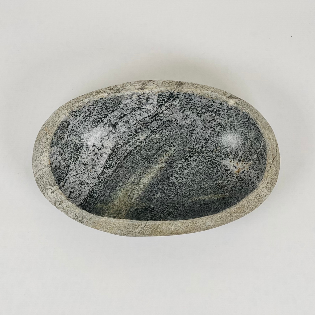 Grey Scale River Stone Serving Bowl