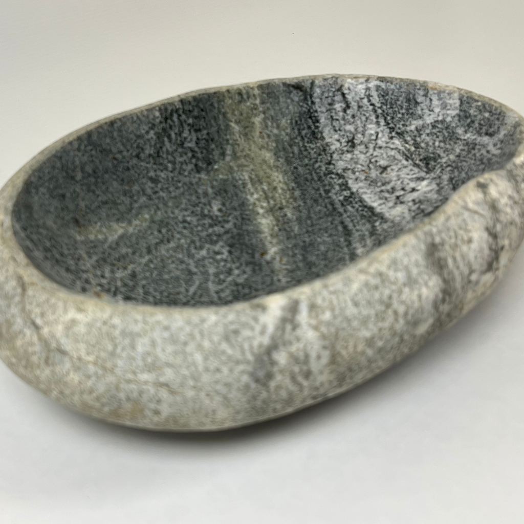 Grey Scale River Stone Serving Bowl