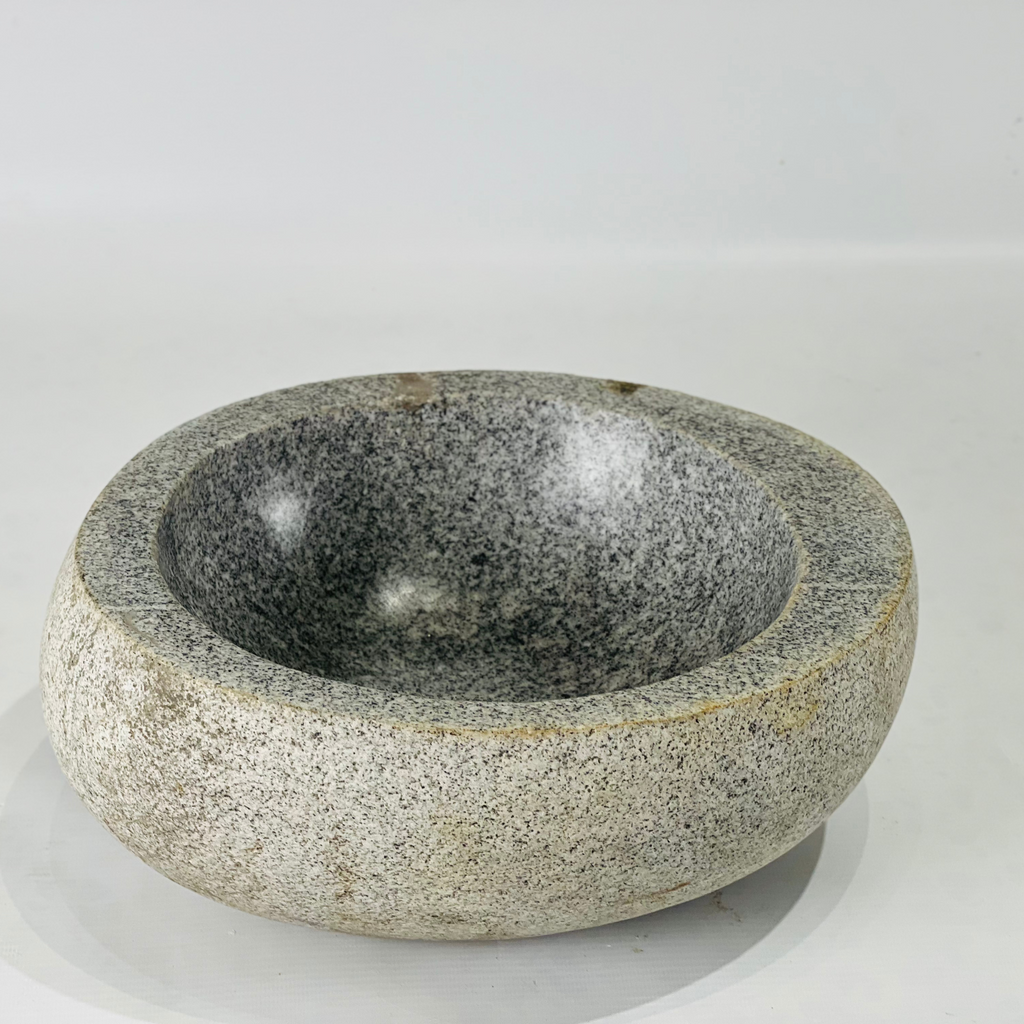 Smooth Grey River Stone Serving Bowl
