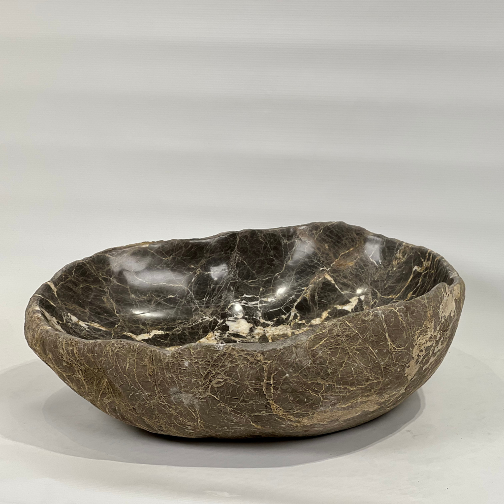 Gold Streaked River Stone Bowl