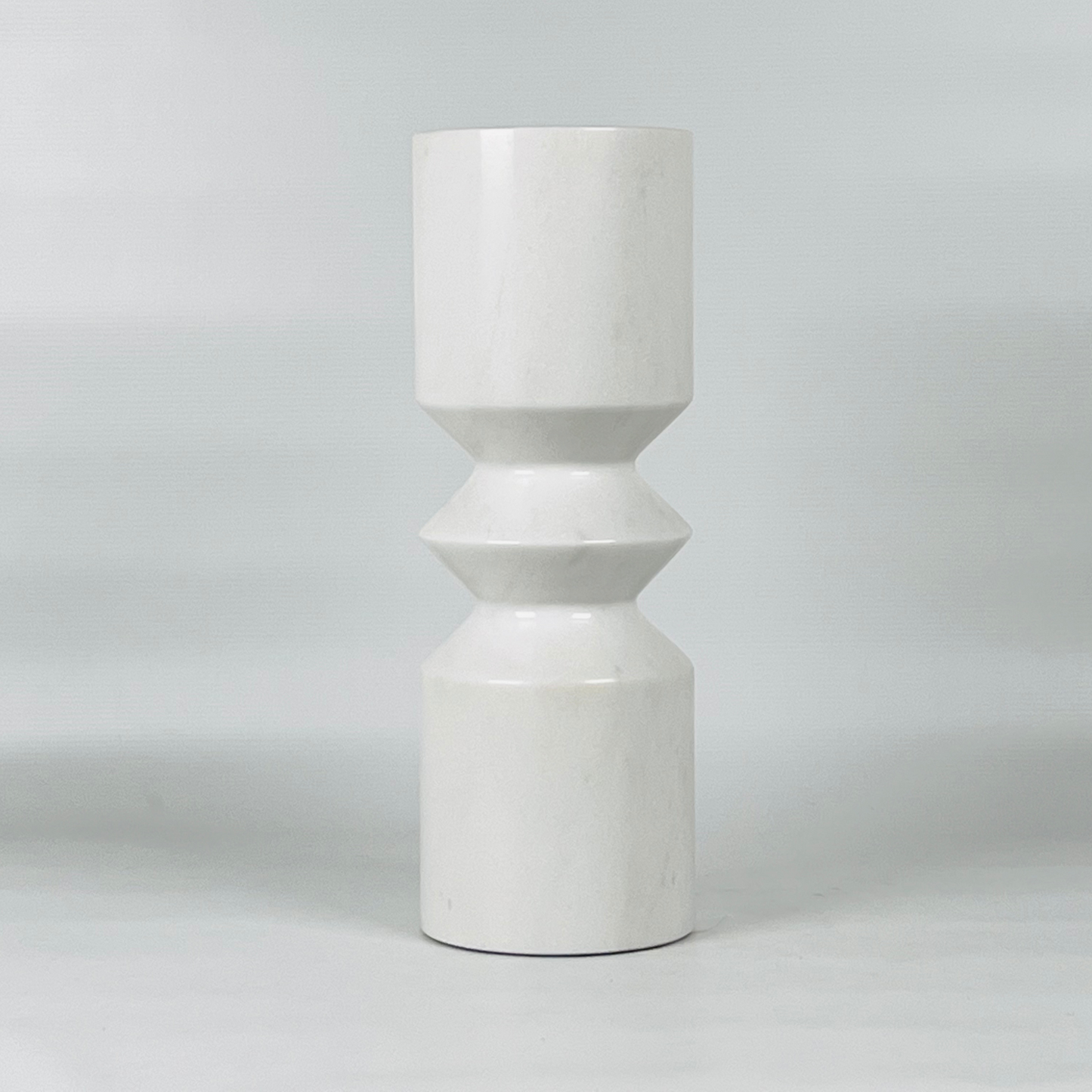 Bulged Disc Candle Stand - White