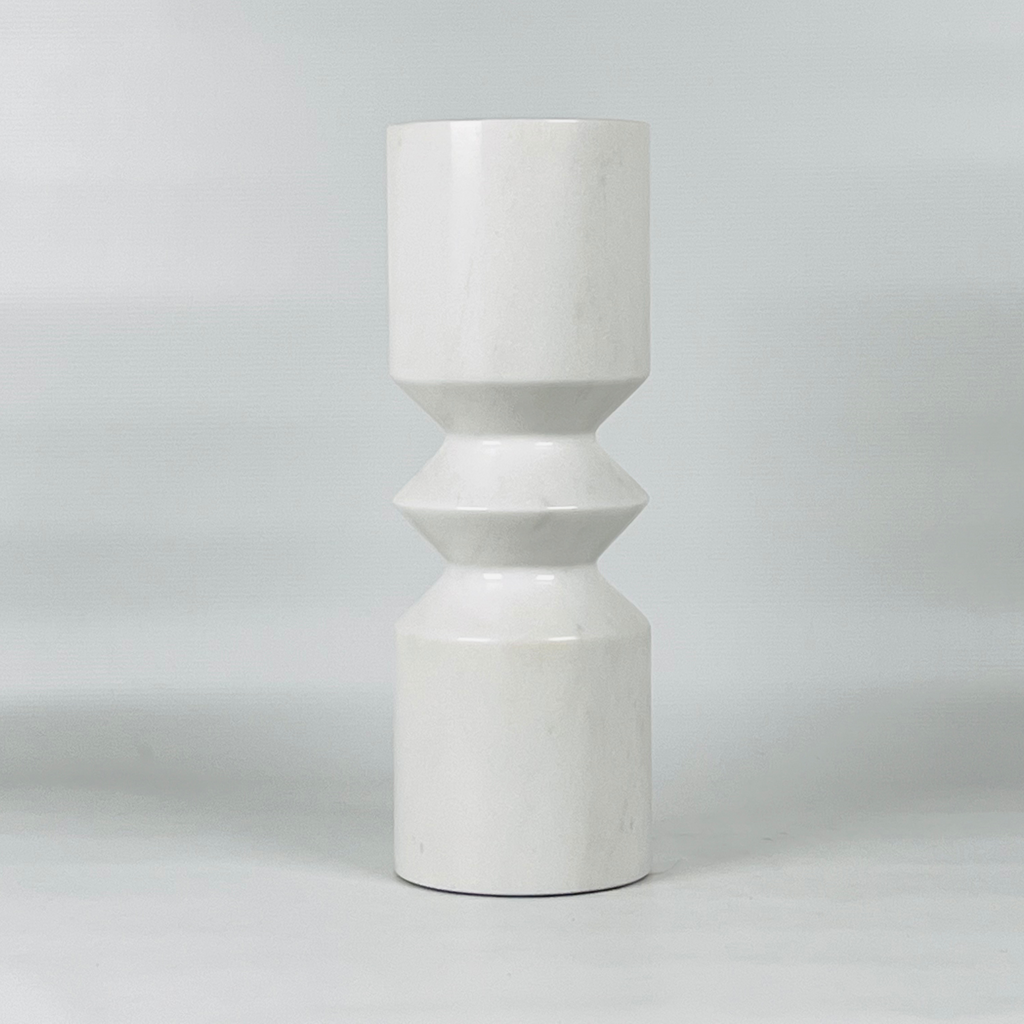 Bulged White Marble Candle Stand