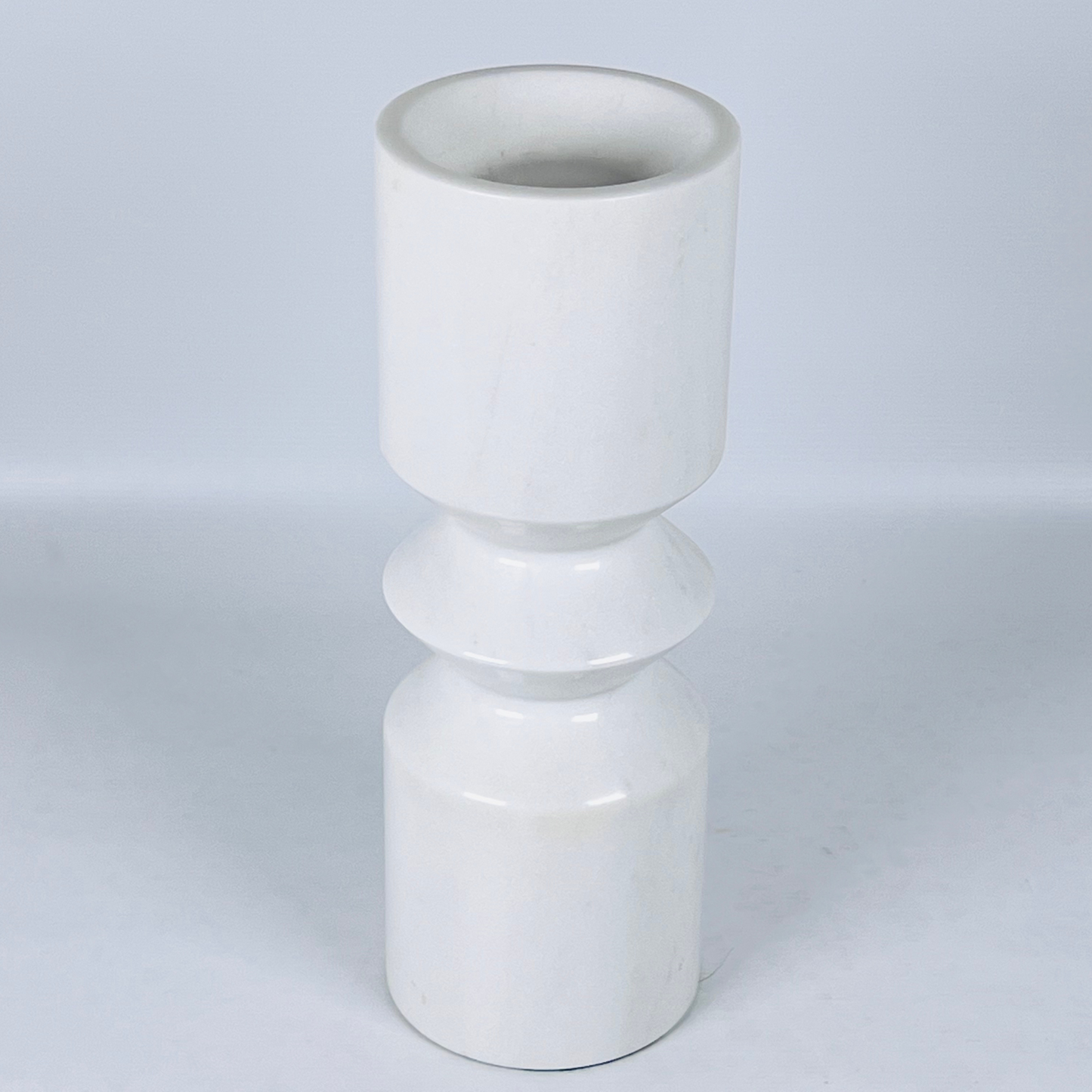 Bulged Disc Candle Stand - White