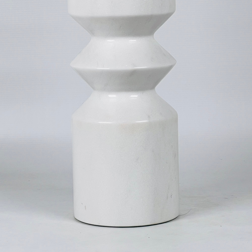 Bulged White Marble Candle Stand