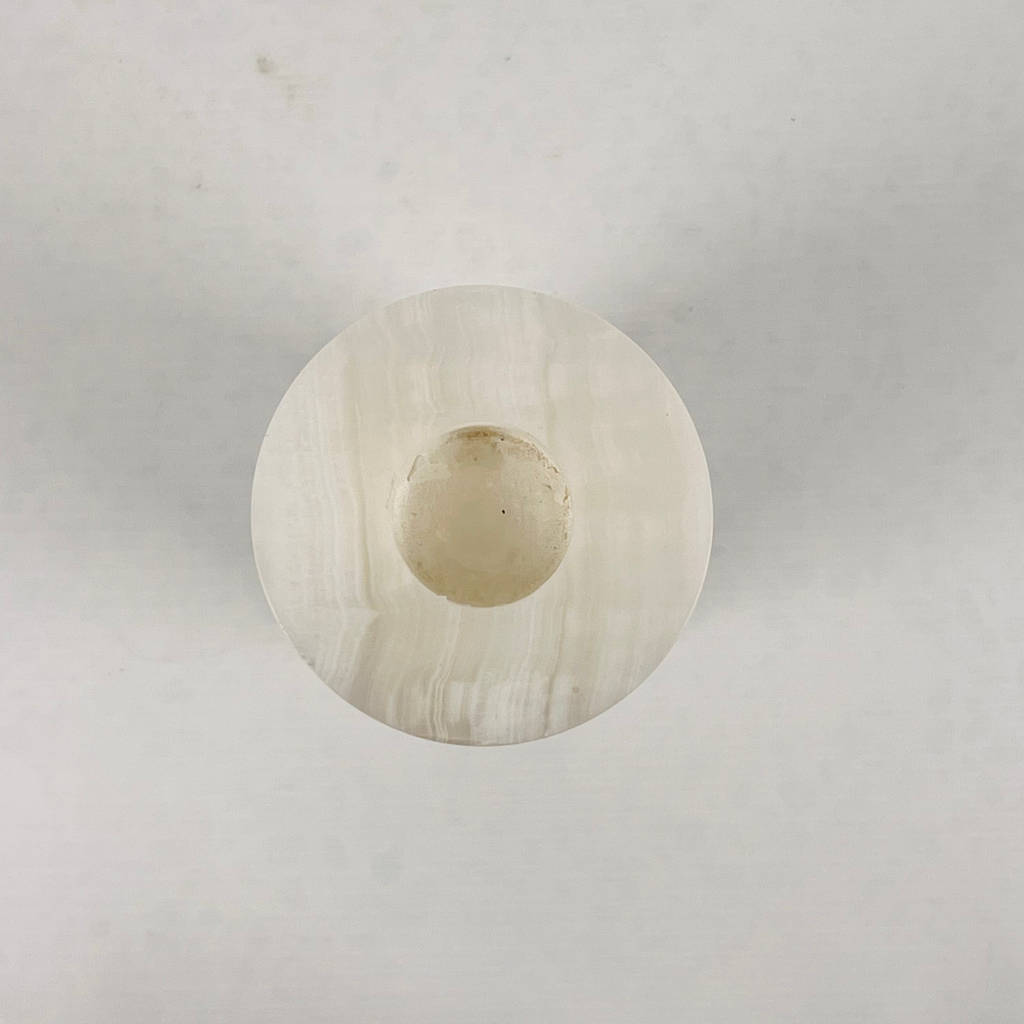 Ringed Bottle White Onyx Marble Candle Stand