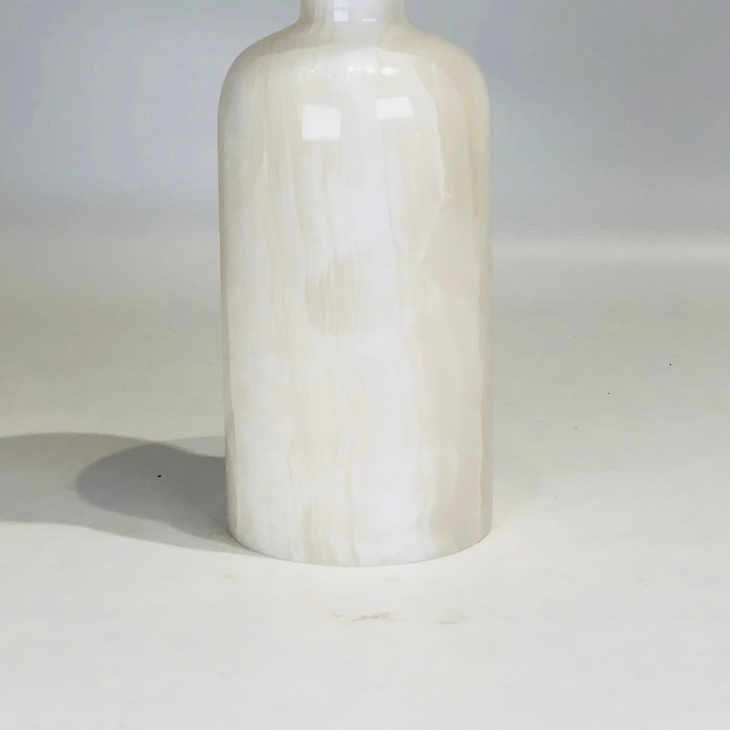 Ringed Bottle White Onyx Marble Candle Stand