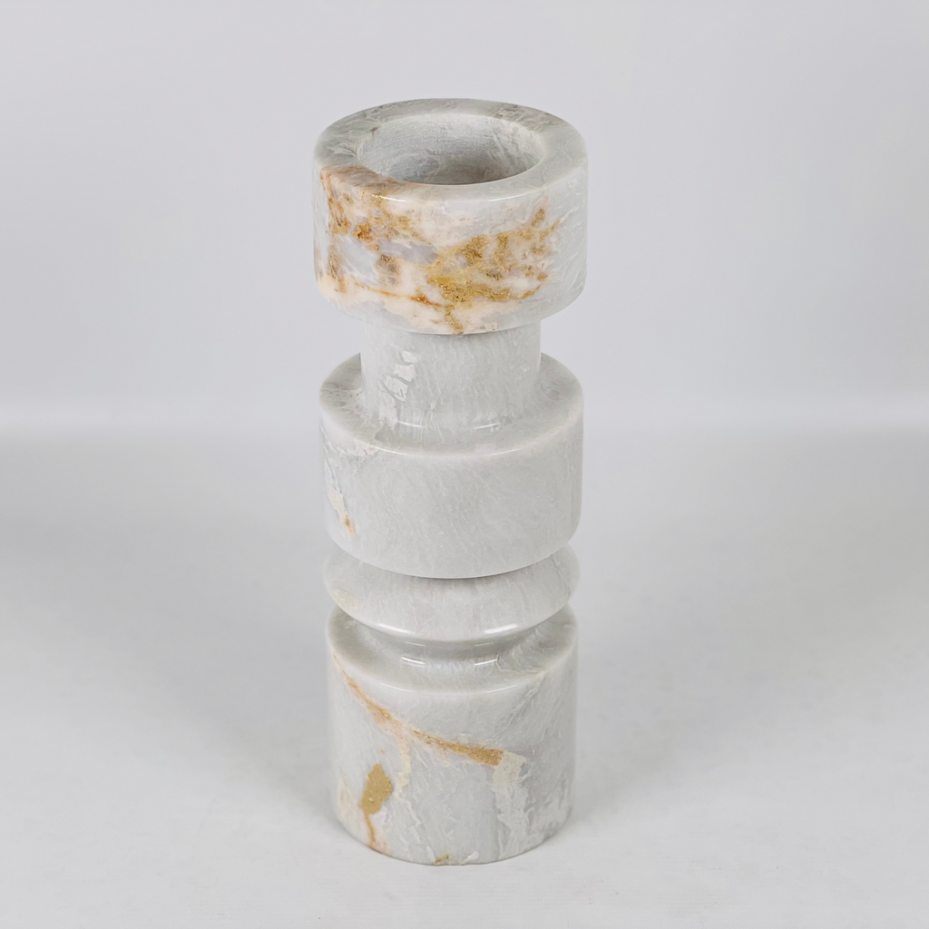 Pillar Gold Splotched Marble Candle Stand