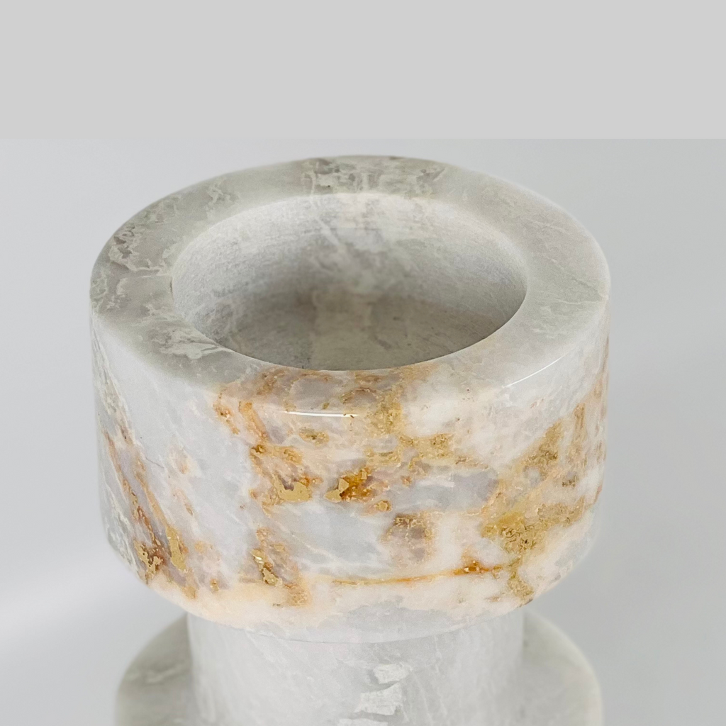 Pillar Gold Splotched Marble Candle Stand