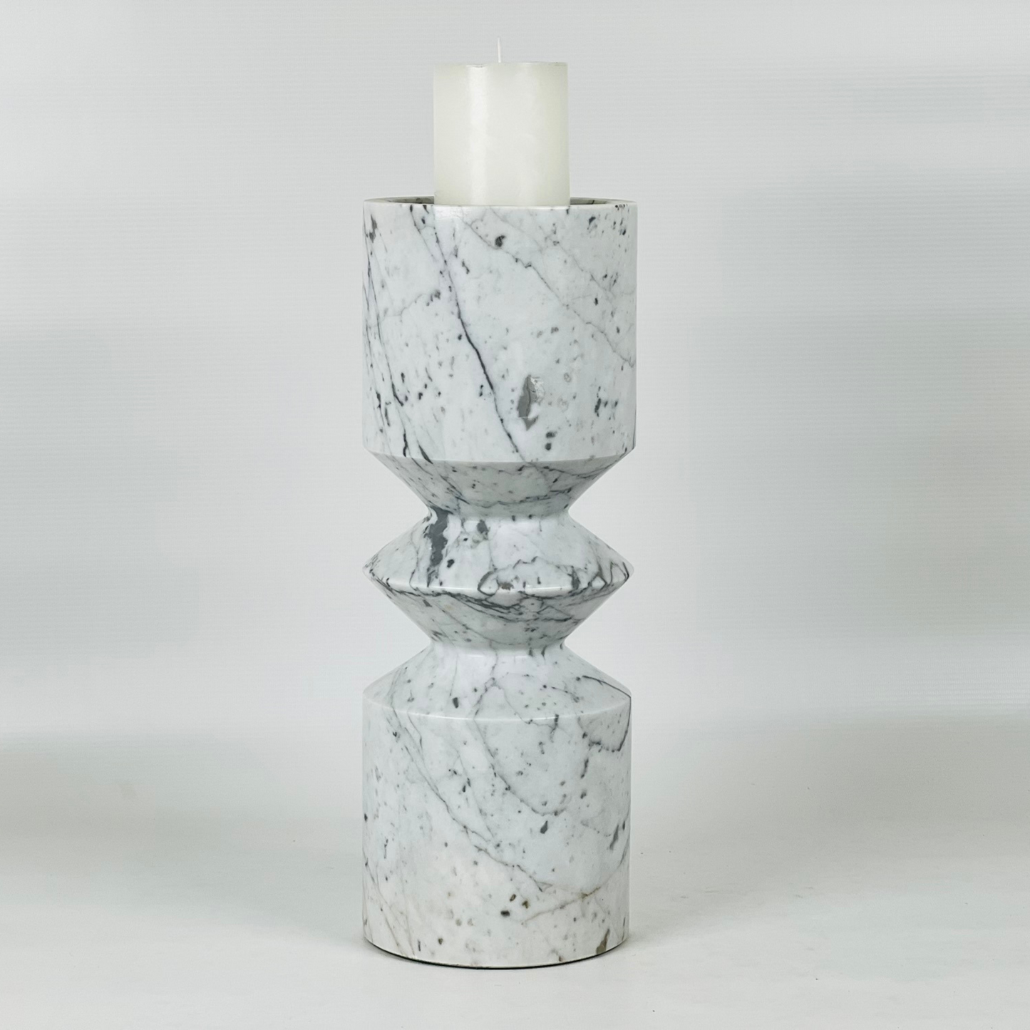 Bulged Disc Candle Stand - Carrara