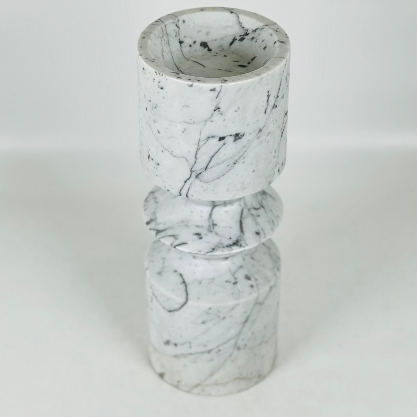 Bulged Disc Candle Stand - Carrara