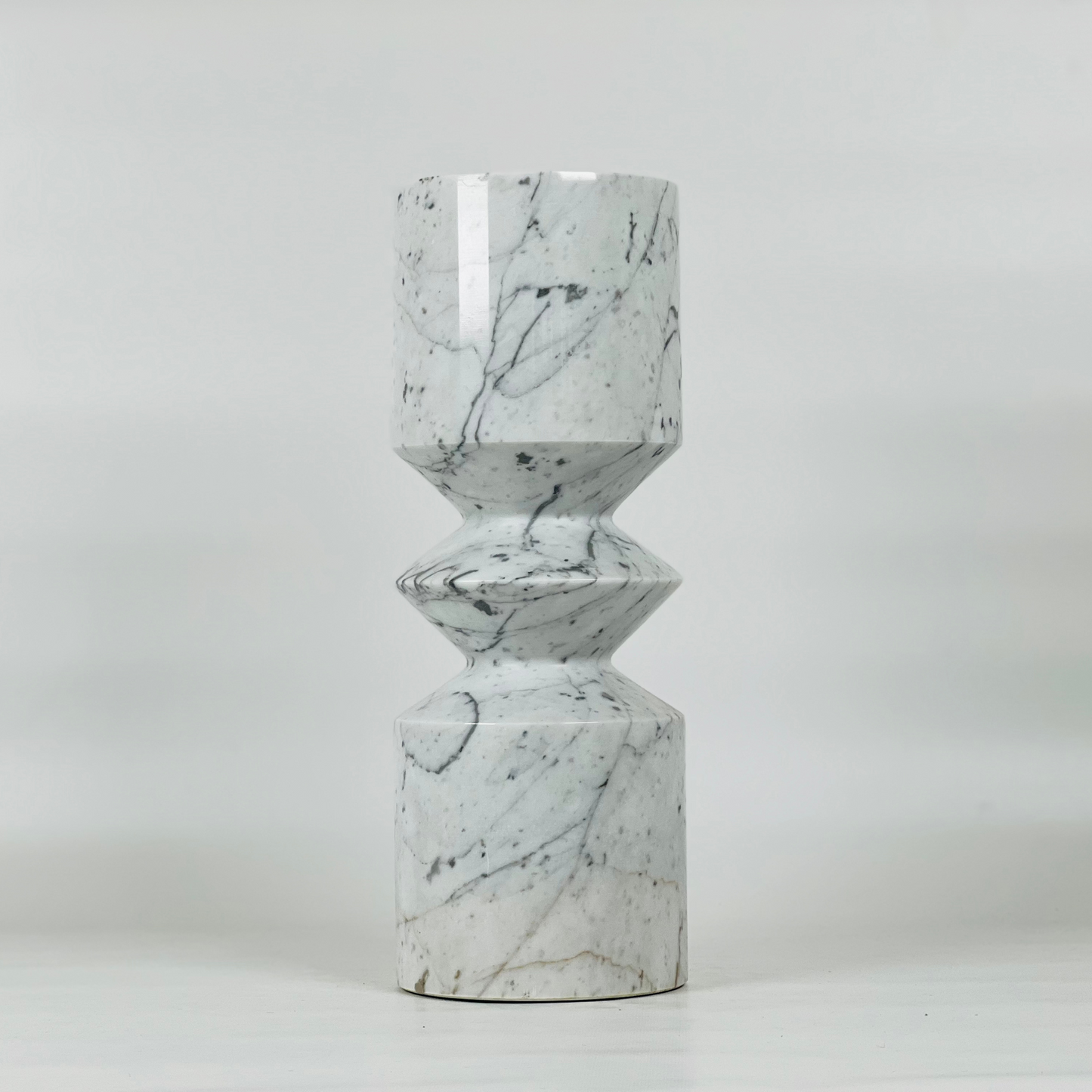 Bulged Disc Candle Stand - Carrara
