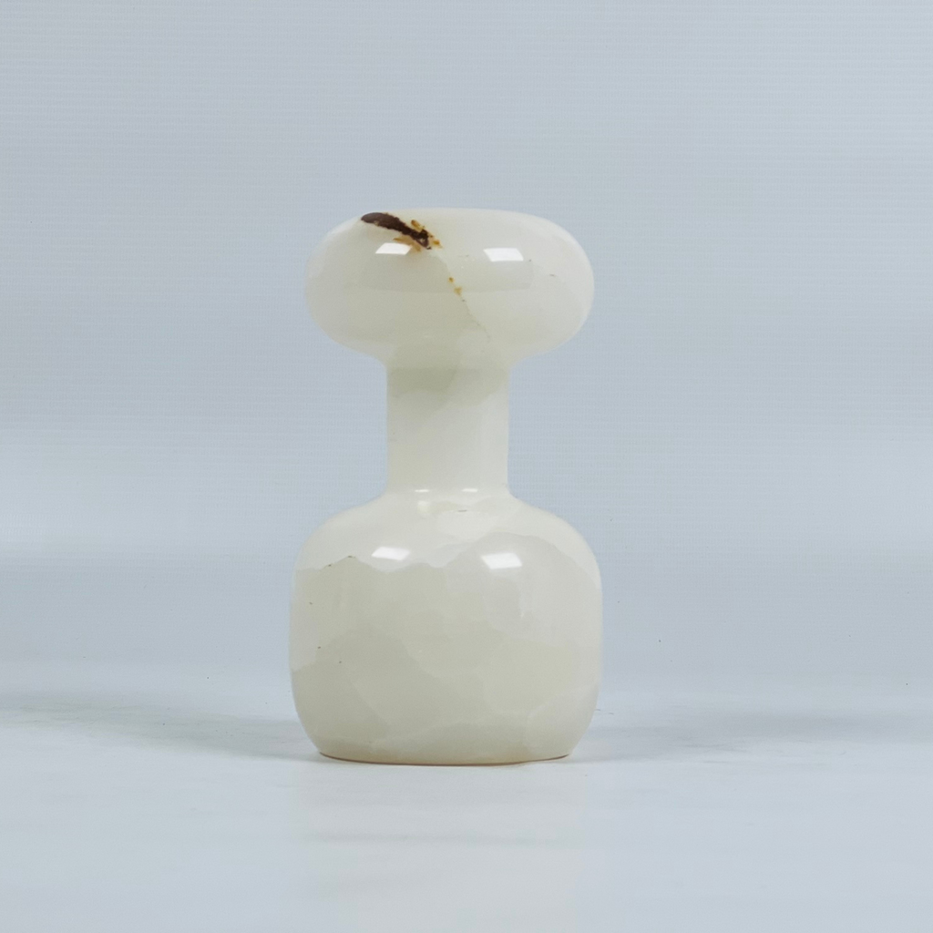 Dumbbell White Onyx Marble Candle Stand