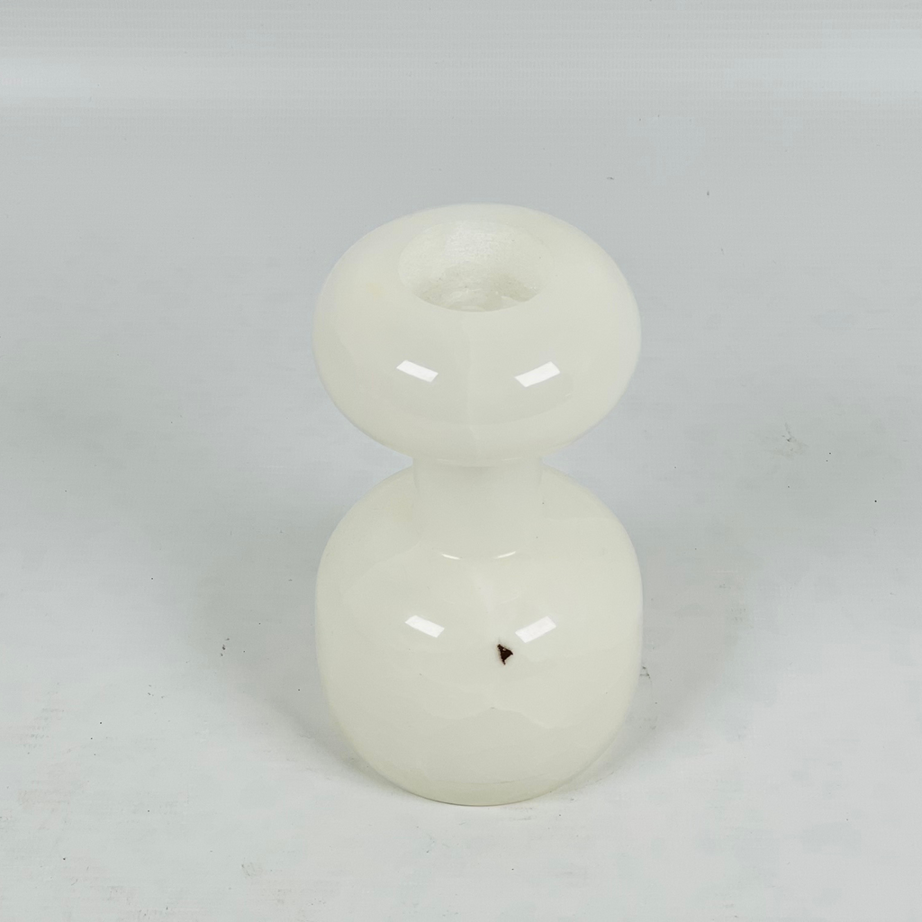 Dumbbell White Onyx Marble Candle Stand