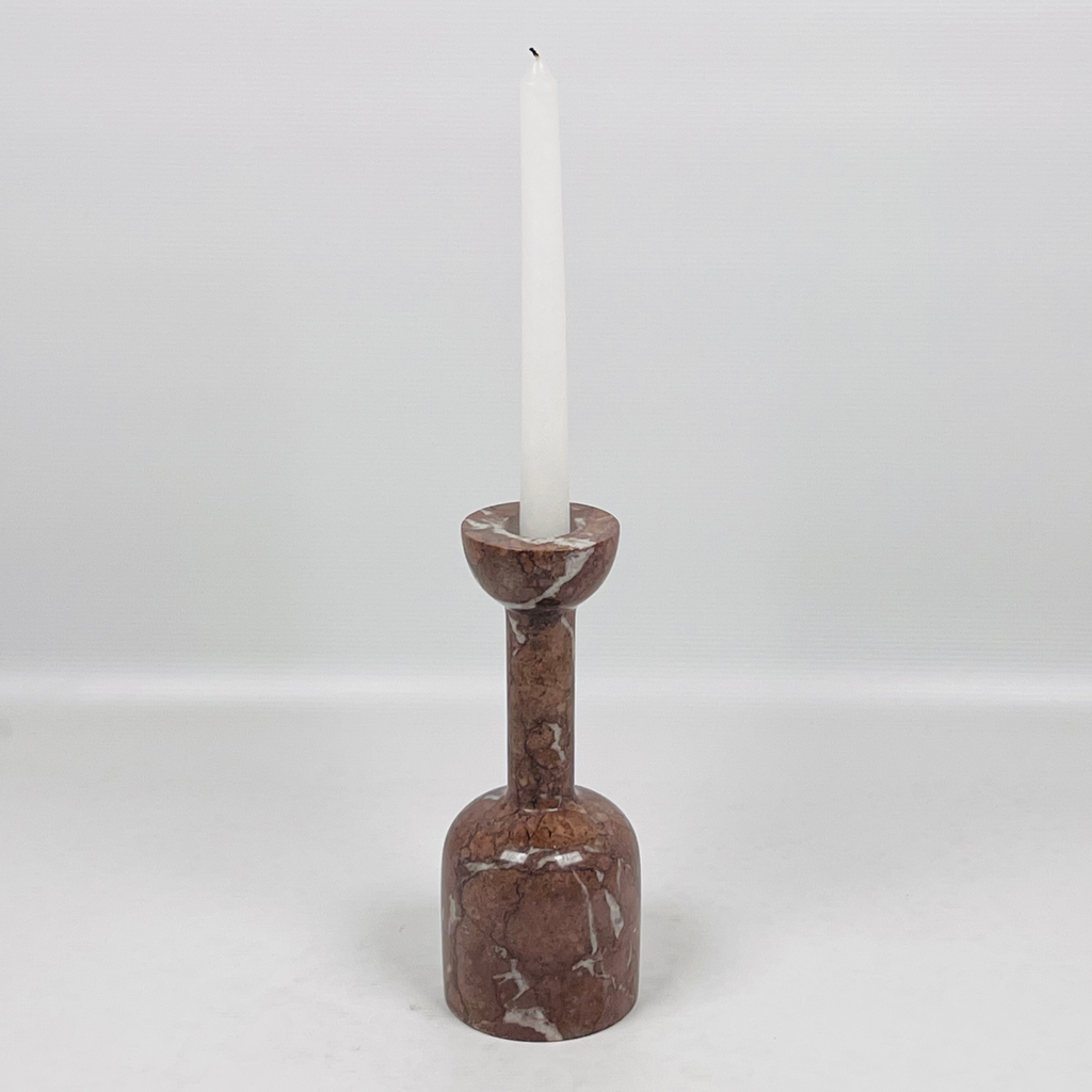 Bottle Bottom Streaked Marble Candle Stand