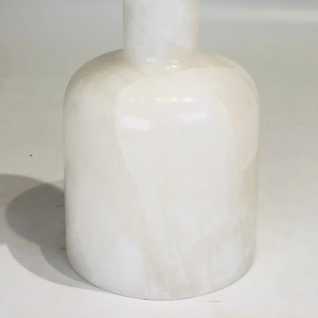 Bottle bottom White Onyx Marble Candle Stand