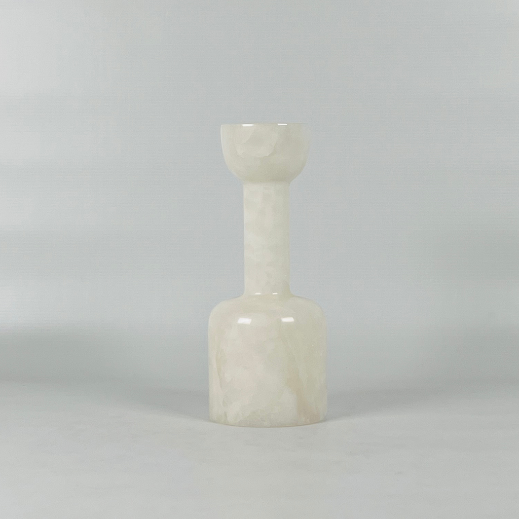 Bottle bottom White Onyx Marble Candle Stand