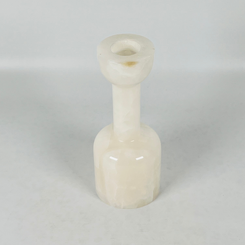 Bottle bottom White Onyx Marble Candle Stand