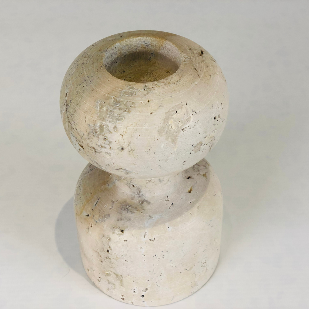 Dumbbell Travertine Candle Stand