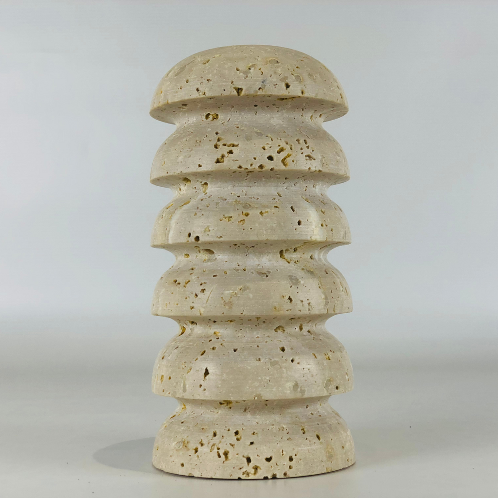 Stacked Domes Travertine Candle Stand