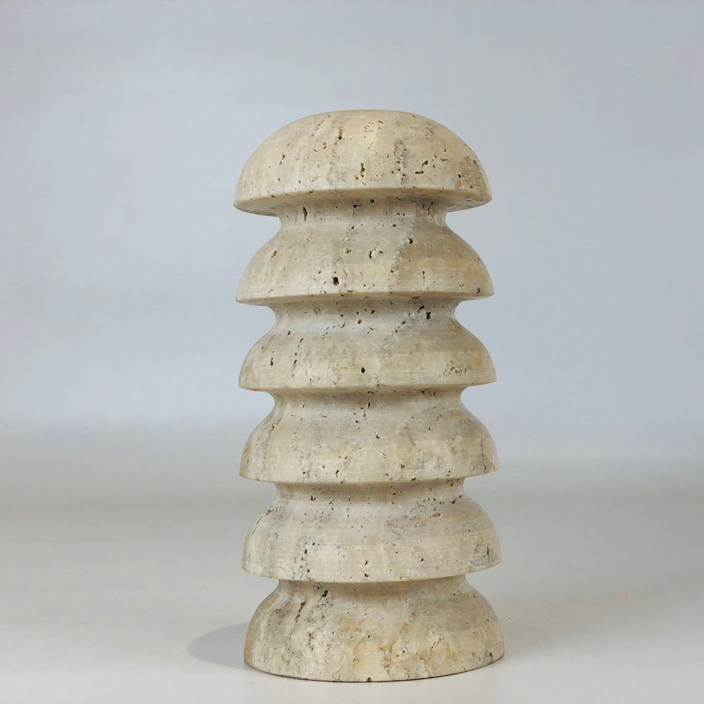 Stacked Domes Travertine Candle Stand