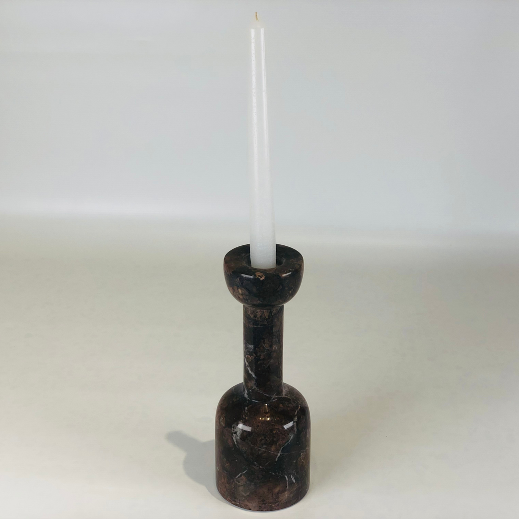 Bottle Bottom Burgundy Marble Candle Stand