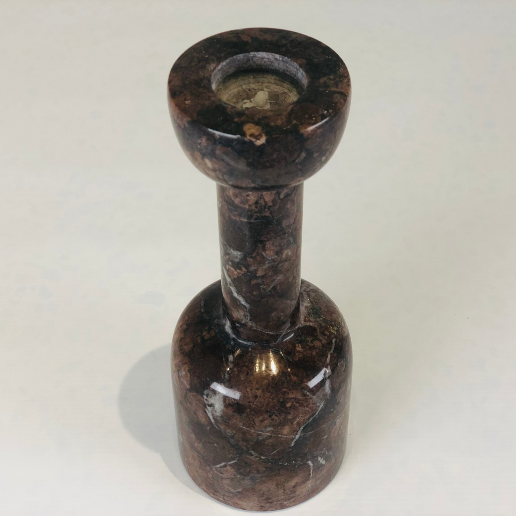 Bottle Bottom Burgundy Marble Candle Stand