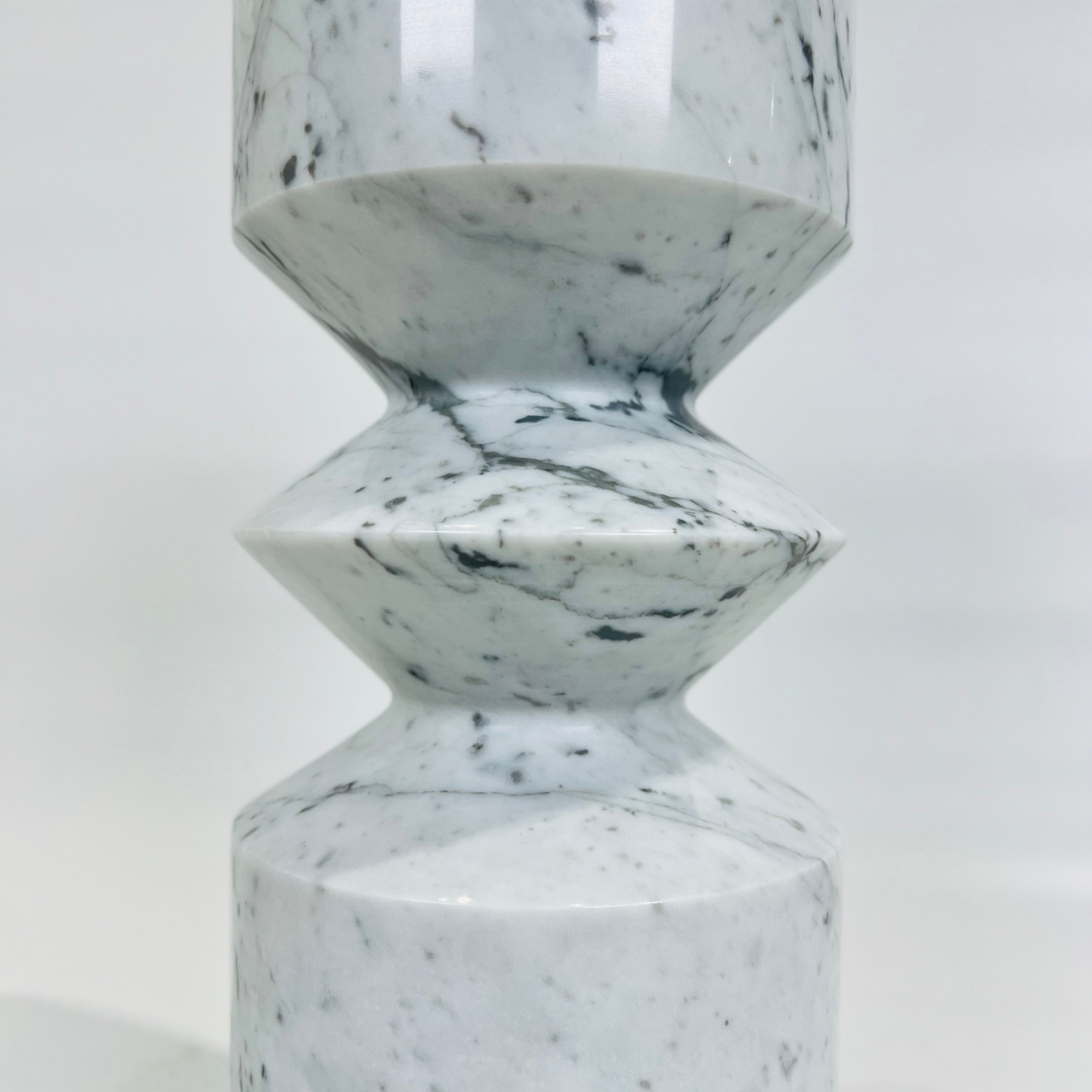 Bulged Disc Candle Stand - Carrara