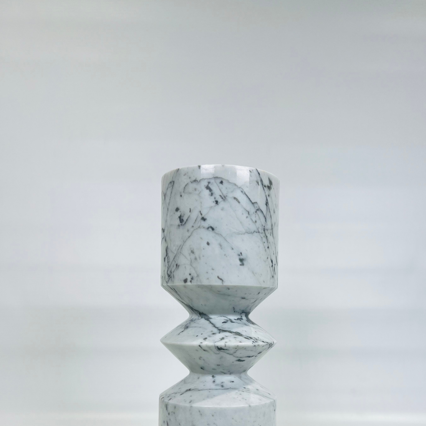 Bulged Disc Candle Stand - Carrara