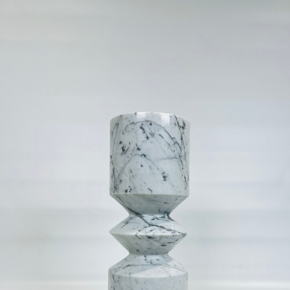 Bulged Disc Candle Stand - Carrara