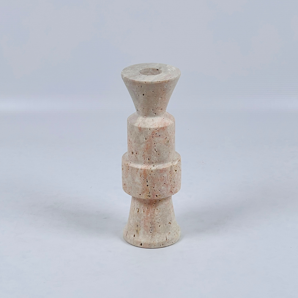 Pawn Travertine Candle Stand