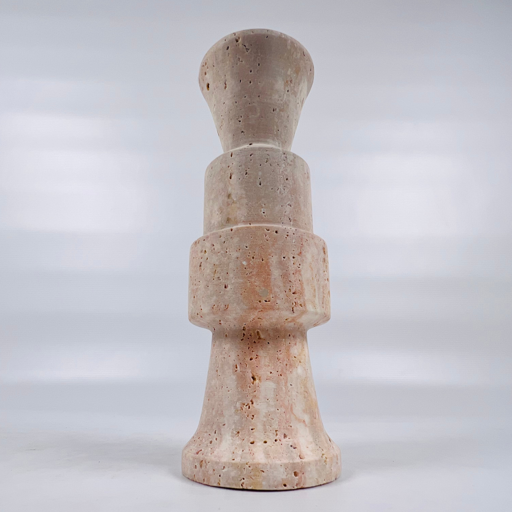 Pawn Travertine Candle Stand