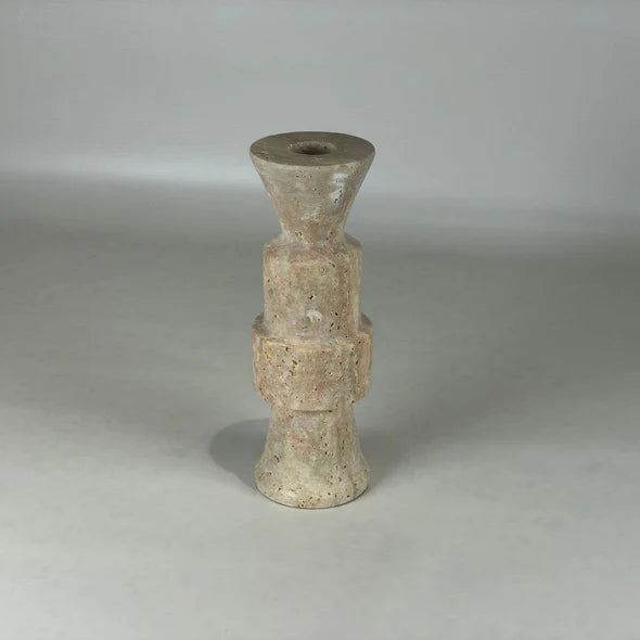 Pawn Travertine Candle Stand