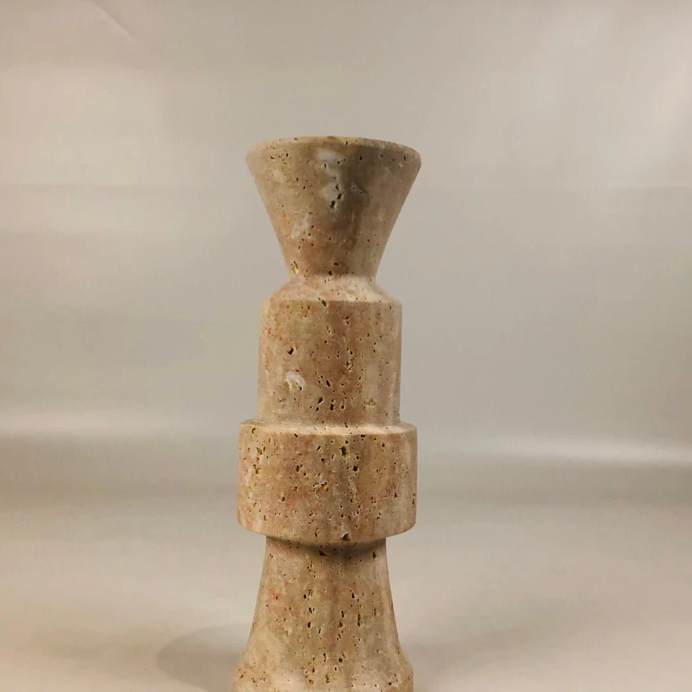 Pawn Travertine Candle Stand