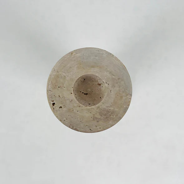 Upside Down Stacked Dome Travertine Candle Stand