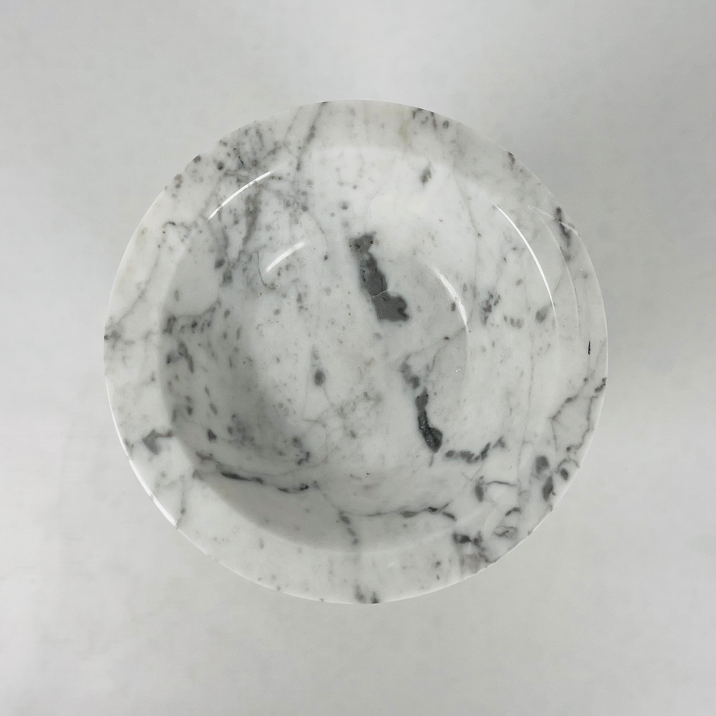 Bulged Grey Streaked Marble Candle Stand