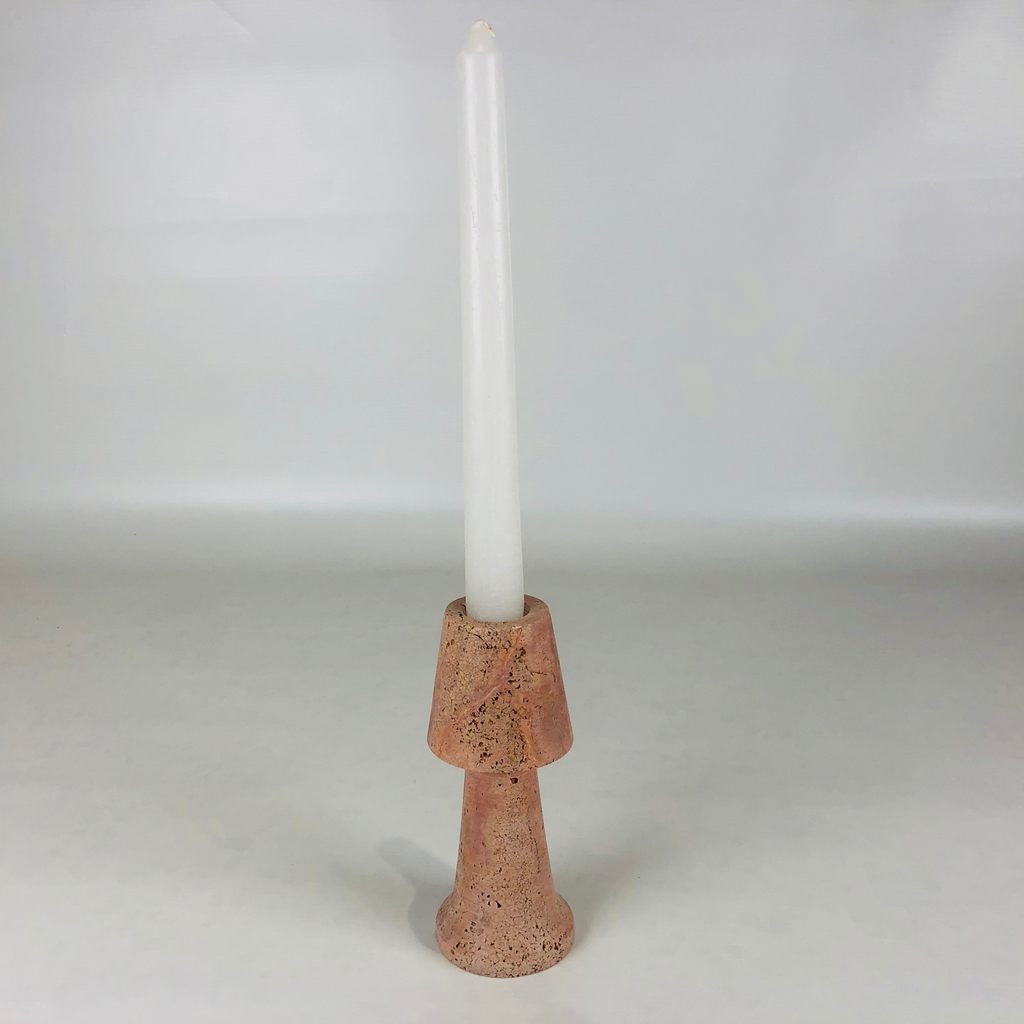 Cone Head Red Travertine Marble candle Stand