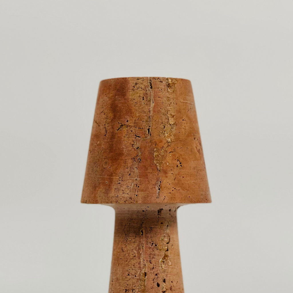 Cone Head Red Travertine Marble candle Stand