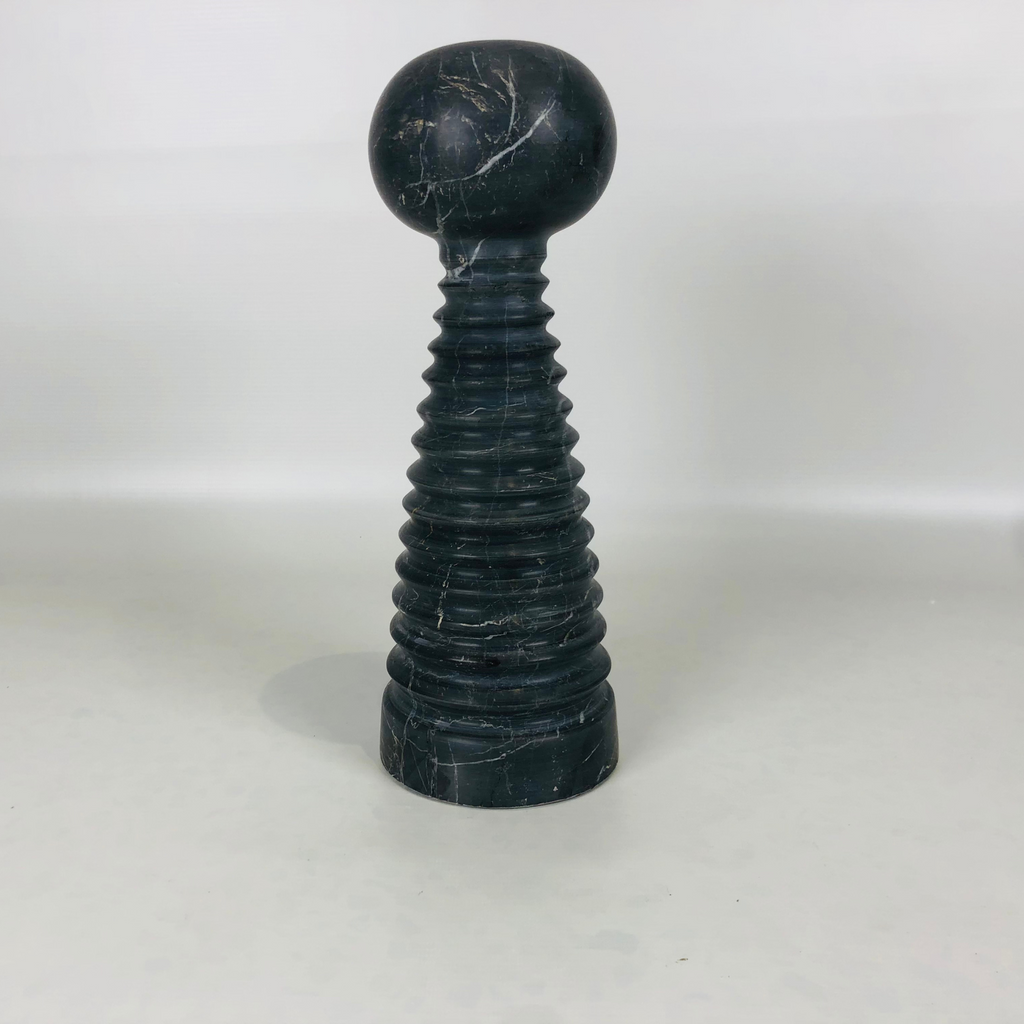 Bobbled Screw Black Marble Candle Stand