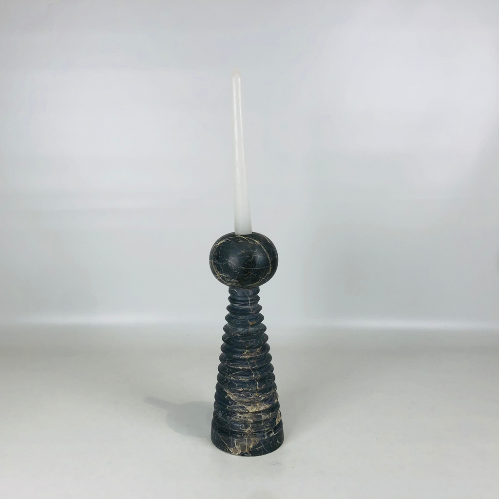 Bobbled Screw Streaked Marble Candle Stand