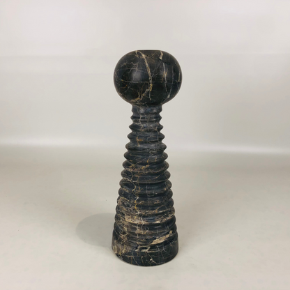 Striated Bobble Candle Stand - Black