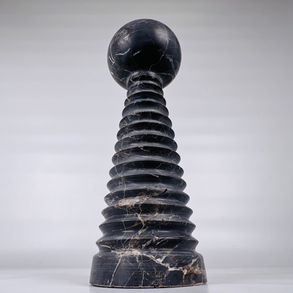 Striated Bobble Candle Stand - Black