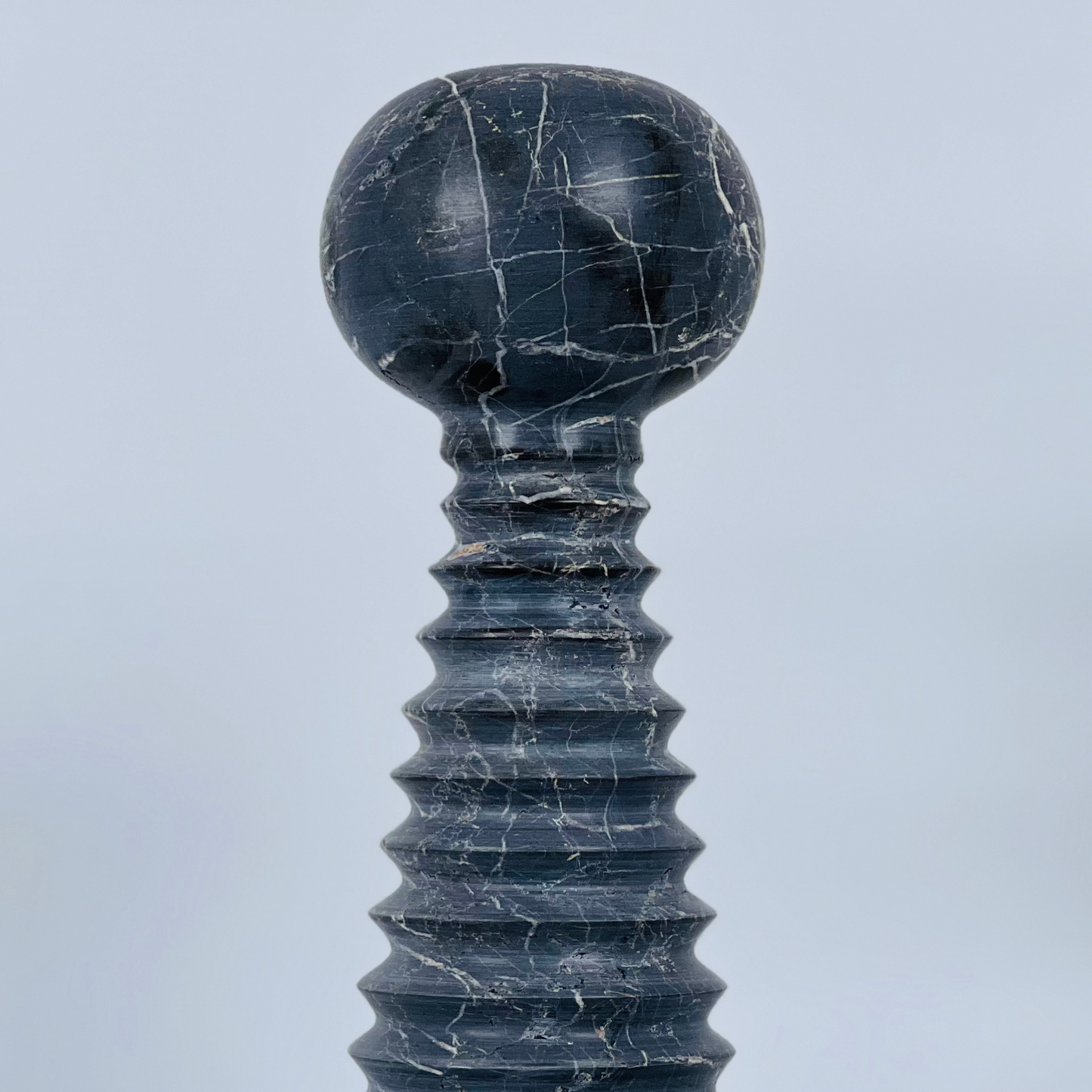 Striated Bobble Candle Stand - Black