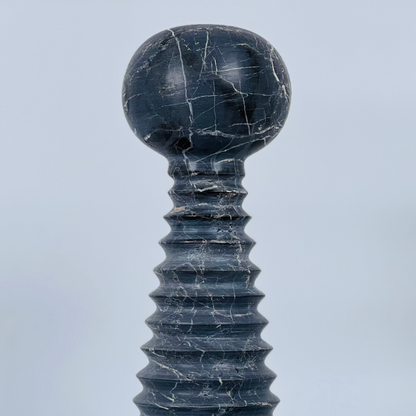 Striated Bobble Candle Stand - Black