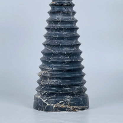 Striated Bobble Candle Stand - Black