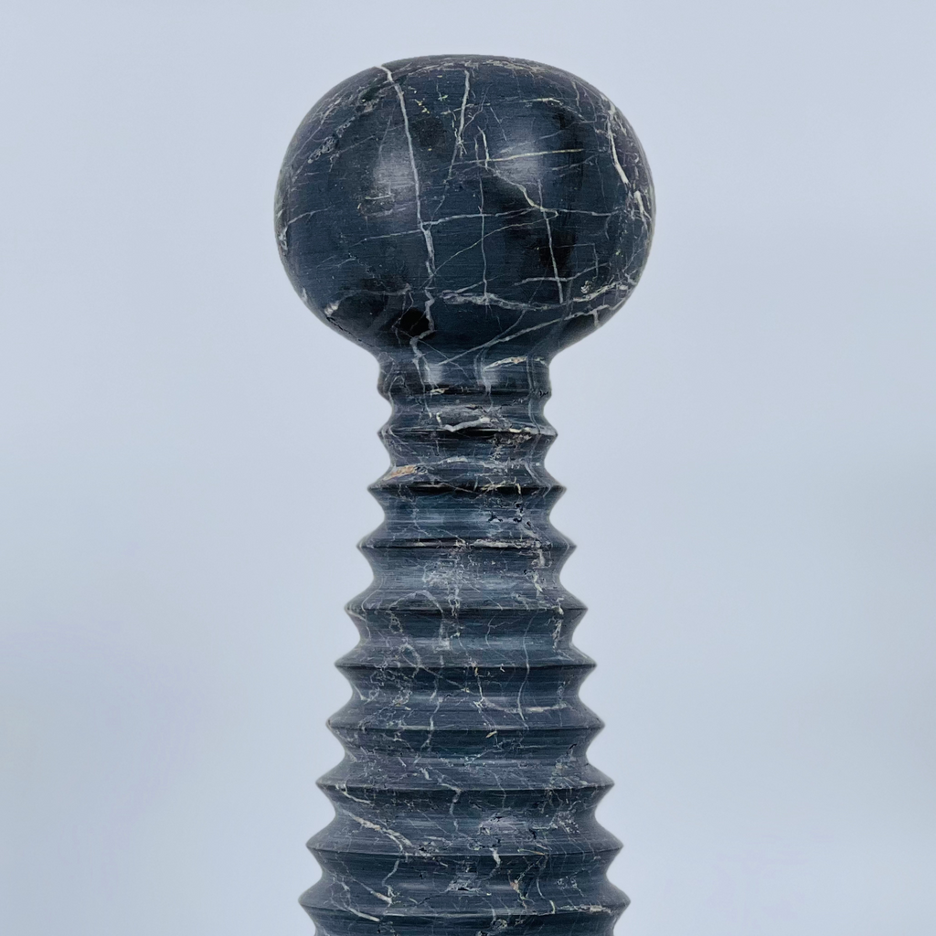 Bobbled Screw Streaked Marble Candle Stand