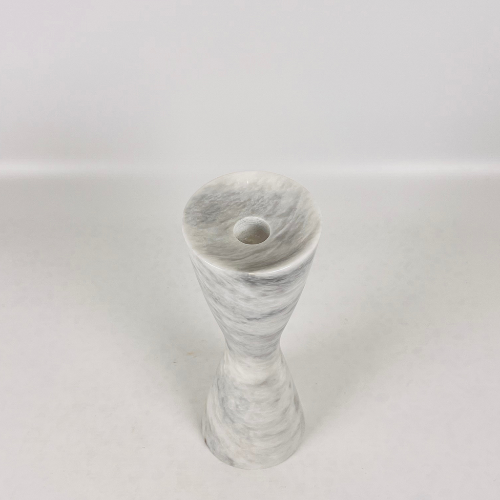 Hourglass Grey Streaked Marble Candle Stand (Small)